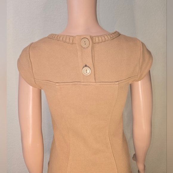 BODEN Women's Sheath Dress Light Brown Stretch Boat Neck Cap Sleeve Butt… - Picture 6 of 15